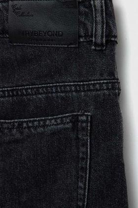 Birba&Trybeyond pantaloni scurti din denim pentru copii culoarea negru, neted