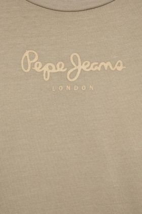 Pepe Jeans tricou de bumbac pentru copii culoarea bej, cu imprimeu