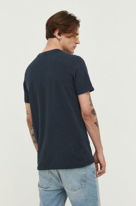 Superdry tricou din bumbac culoarea albastru marin, cu imprimeu