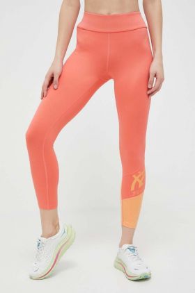 Asics leggins de antrenament Tiger culoarea portocaliu, cu imprimeu