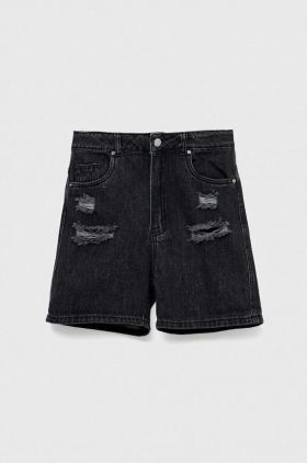 Birba&Trybeyond pantaloni scurti din denim pentru copii culoarea negru, neted