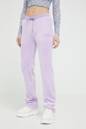 Von Dutch pantaloni de trening culoarea violet, cu imprimeu