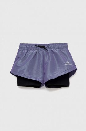 adidas pantaloni scurti copii G D WV SHO 2IN culoarea violet, neted, talie reglabila