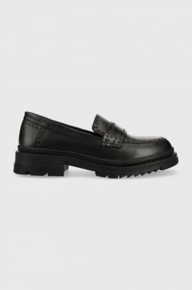 Answear Lab mocasini de piele femei, culoarea negru, cu toc plat