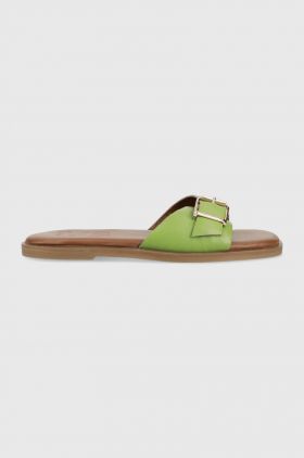 Answear Lab slapi de piele femei, culoarea verde