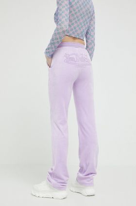 Von Dutch pantaloni de trening culoarea violet, cu imprimeu