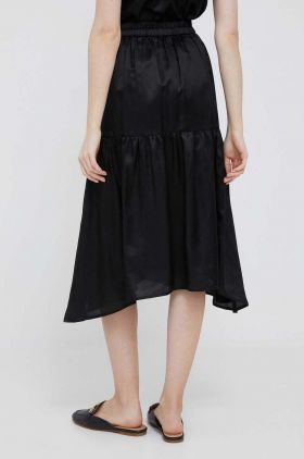 Dkny fusta din amestec de casmir culoarea negru, midi, evazati