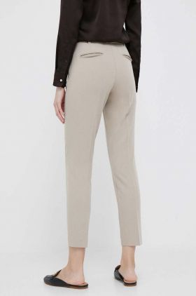 Sisley pantaloni femei, culoarea bej, drept, medium waist