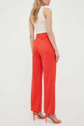 Luisa Spagnoli pantaloni din lana culoarea rosu, drept, high waist