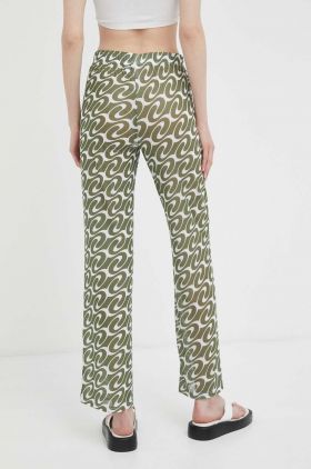 Résumé pantaloni femei, culoarea verde, drept, high waist