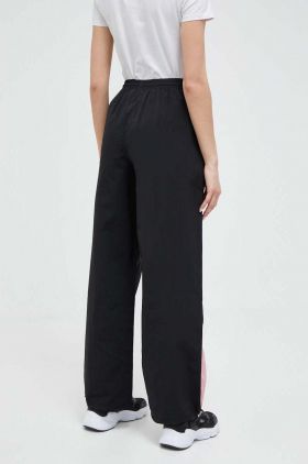 Ellesse pantaloni femei, culoarea negru, lat, high waist