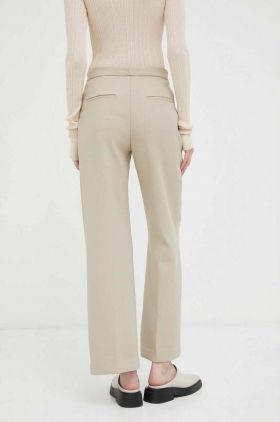 Lovechild pantaloni femei, culoarea bej, drept, high waist