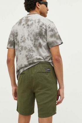 Superdry pantaloni scurți din amestec de in culoarea verde