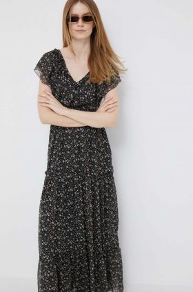 Pepe Jeans rochie Aora culoarea negru, maxi, evazati