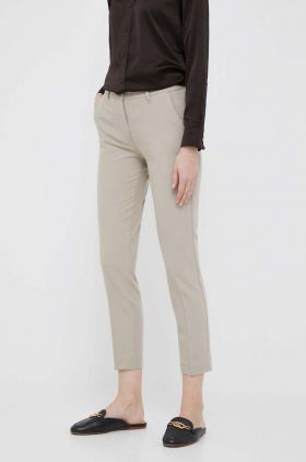 Sisley pantaloni femei, culoarea bej, drept, medium waist