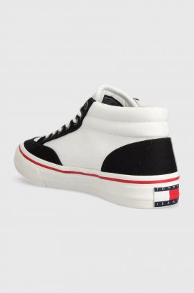 Tommy Jeans tenisi SKATE CANVAS MID barbati, culoarea alb, EM0EM01154