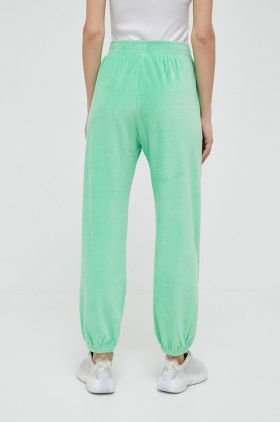 Champion pantaloni de trening culoarea verde, neted