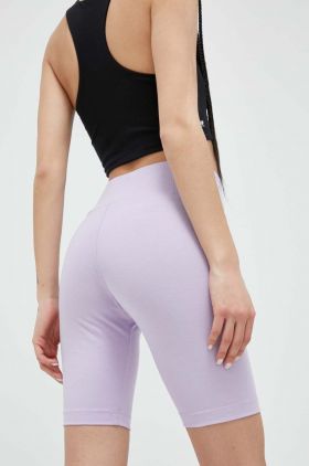 Reebok pantaloni scurti Reebok Identity femei, culoarea violet, neted, high waist