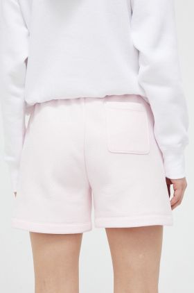 Champion pantaloni scurti femei, culoarea roz, neted, high waist