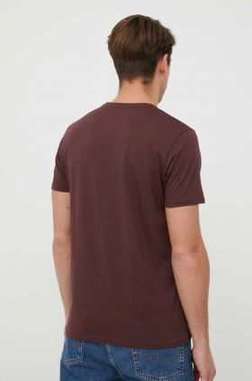 Alpha Industries tricou din bumbac Basic T-Shirt culoarea bordo, cu imprimeu 100501.21-DeepMaroon