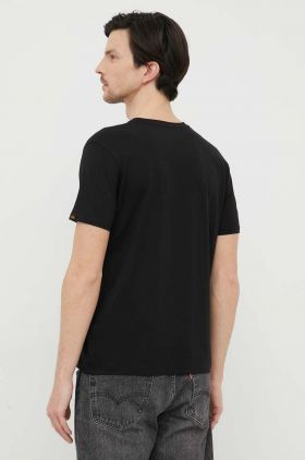 Alpha Industries tricou din bumbac Basic T Small Logo culoarea negru, cu imprimeu 188505.03-Black