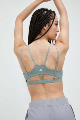 adidas Performance sutien yoga Yoga Studio Luxe culoarea verde, neted