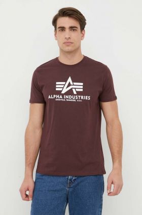 Alpha Industries tricou din bumbac Basic T-Shirt culoarea bordo, cu imprimeu 100501.21-DeepMaroon