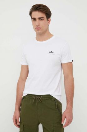 Alpha Industries tricou din bumbac Basic T Small Logo culoarea alb, cu imprimeu 188505.09-White