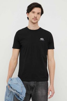 Alpha Industries tricou din bumbac Basic T Small Logo culoarea negru, cu imprimeu 188505.03-Black