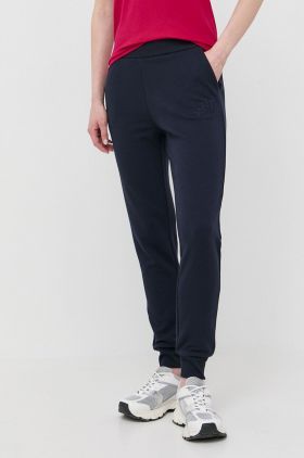 Armani Exchange pantaloni de trening culoarea albastru marin, cu imprimeu