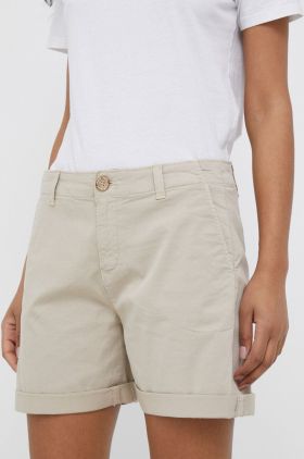 Pepe Jeans pantaloni scurti Junie femei, culoarea bej, neted, high waist