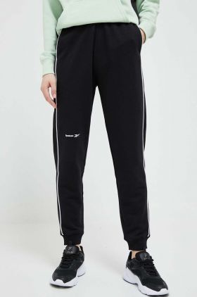 Reebok pantaloni de trening culoarea negru, cu imprimeu