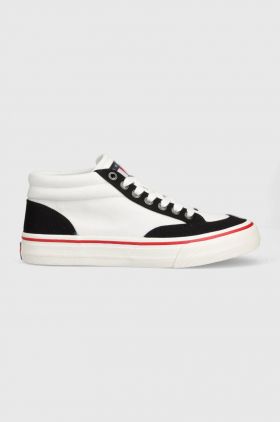 Tommy Jeans tenisi SKATE CANVAS MID barbati, culoarea alb, EM0EM01154