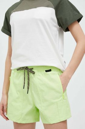 Wrangler pantaloni scurti ATG femei, culoarea verde, neted, high waist