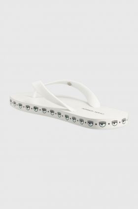 Chiara Ferragni slapi CF3164_009 femei, culoarea alb, cu toc plat, CF FLIP-FLOP LOGOMANIA