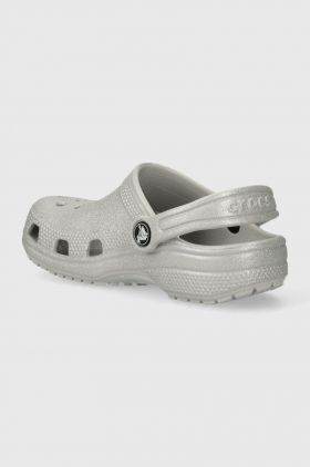 Crocs slapi copii CLASSIC GLITTER CLOG culoarea gri