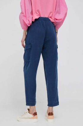 Pepe Jeans pantaloni Jynx femei, culoarea albastru marin, fason cargo, high waist