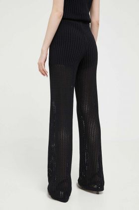 HUGO pantaloni femei, culoarea negru, drept, high waist