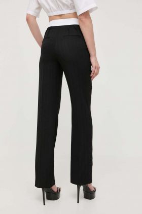 Victoria Beckham pantaloni de lana culoarea negru, drept, high waist