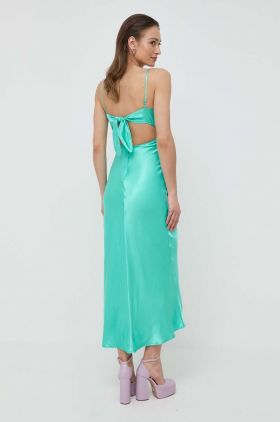 Bardot rochie culoarea verde, maxi, drept