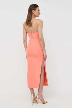 Bardot rochie culoarea portocaliu, midi, drept