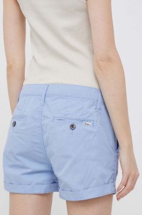 Pepe Jeans pantaloni scurti din bumbac Balboa neted, medium waist