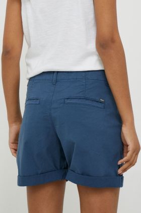 Pepe Jeans pantaloni scurti Junie femei, culoarea albastru marin, neted, medium waist