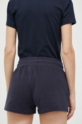 EA7 Emporio Armani pantaloni scurti femei, culoarea albastru marin, neted, medium waist