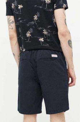 Superdry pantaloni scurți din amestec de in culoarea albastru marin