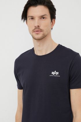 Alpha Industries tricou din bumbac Basic T Small Logo culoarea bleumarin, uni 188505.07-RepBlue