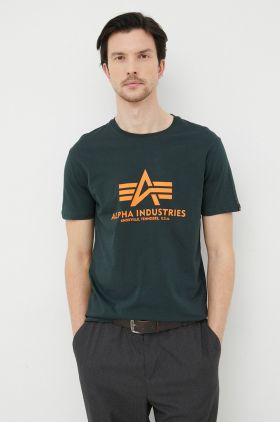 Alpha Industries tricou din bumbac culoarea verde, cu imprimeu 100501.353-DarkPetrol