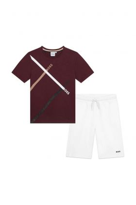 BOSS set de bumbac pentru copii culoarea bordo