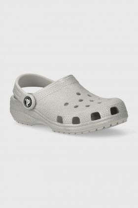 Crocs slapi copii CLASSIC GLITTER CLOG culoarea gri