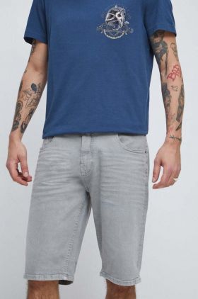 Medicine pantaloni scurti jeans barbati, culoarea gri